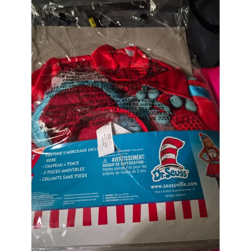 Halloween Costume - Dress Up - Dr. Seuss Thing 1/Thing 2 - Size 4-6 New